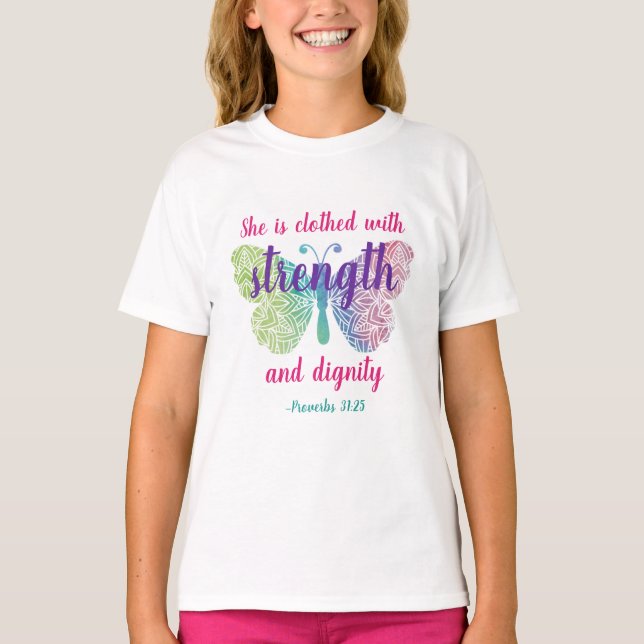 T-shirt Proverbes 31:25 habillés de force (Devant)