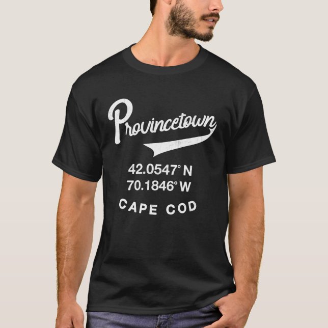 T-shirt Provincetown Cape Cod Coordonnées Retro (Devant)