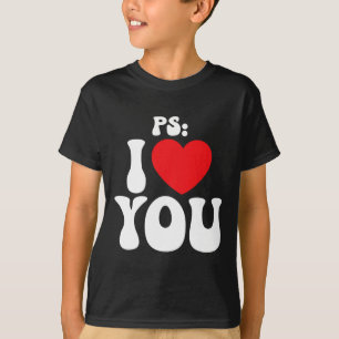 T-shirt Ps I Love You Day Violet Drôle Saint-Valentin Écha