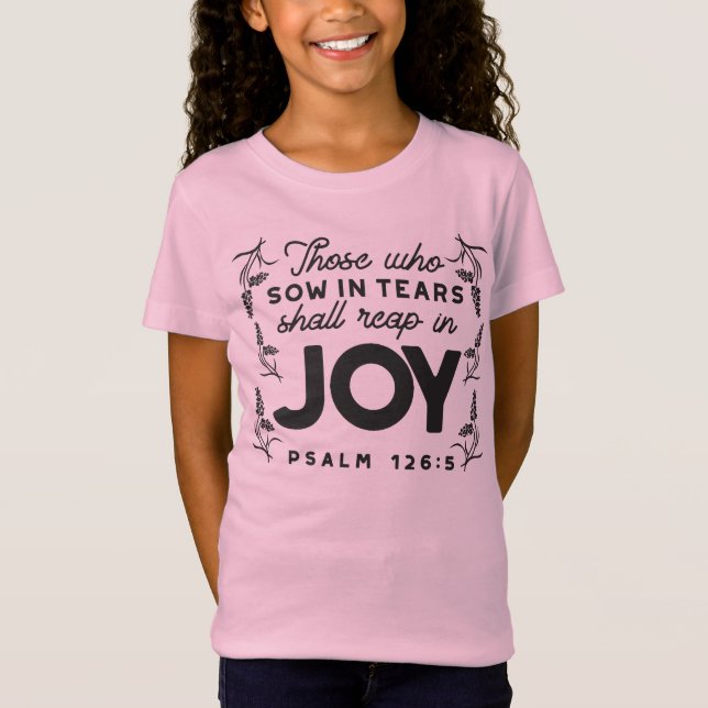 T-Shirt Psaume 126:5 Typographie des Écritures – Moissonne (Devant)