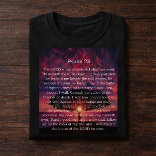 T-shirt Psaume 23 Verset biblique avec arbre au coucher de