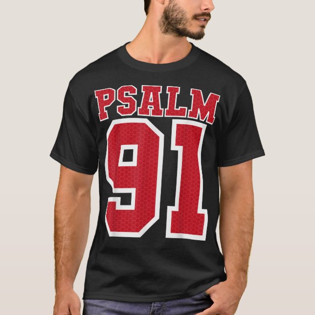 T-shirt Psaume 91 Verset Biblique Chrétien Mon Refuge Mon  (Devant)