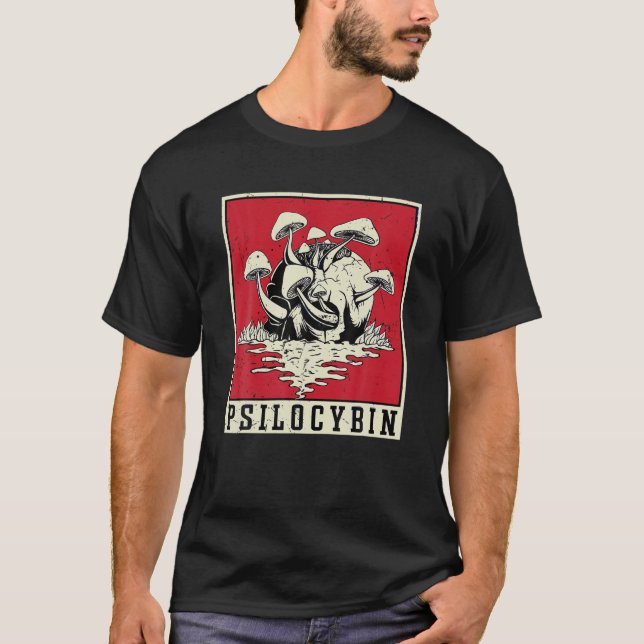 T-shirt Psilocybin Retro Psychedelic Magie Vintag (Devant)