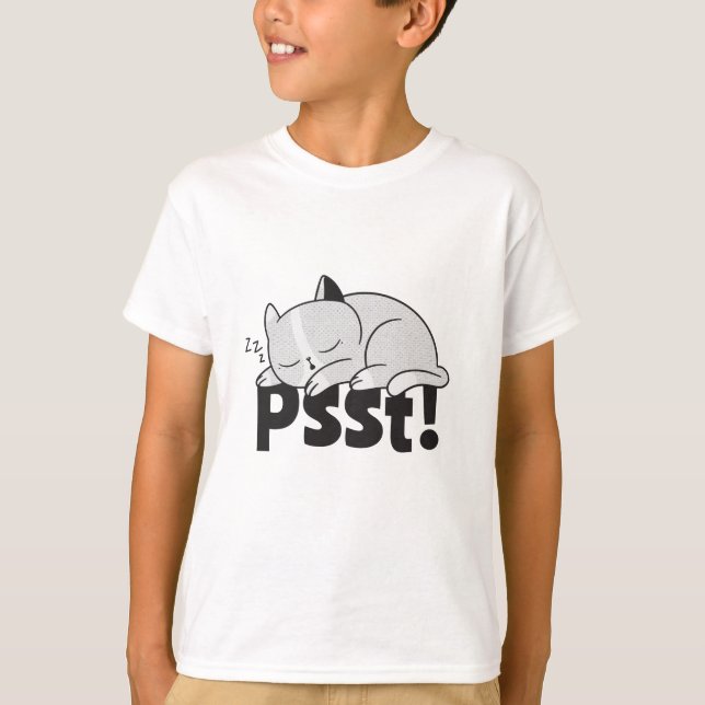 T-shirt Psst Lazy chat dort (Devant)
