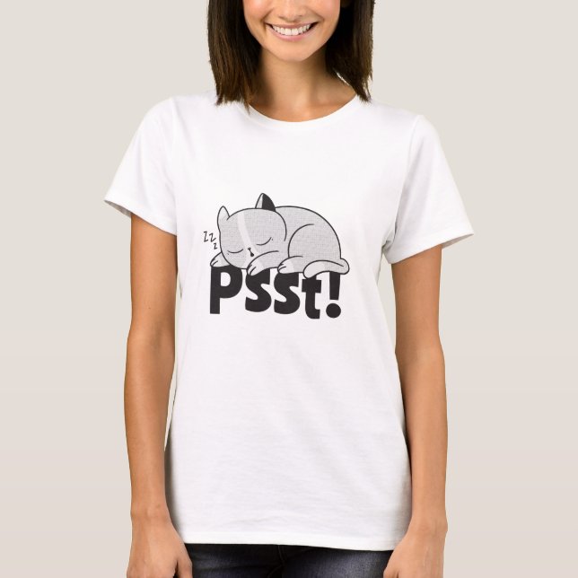 T-shirt Psst Lazy chat dort (Devant)