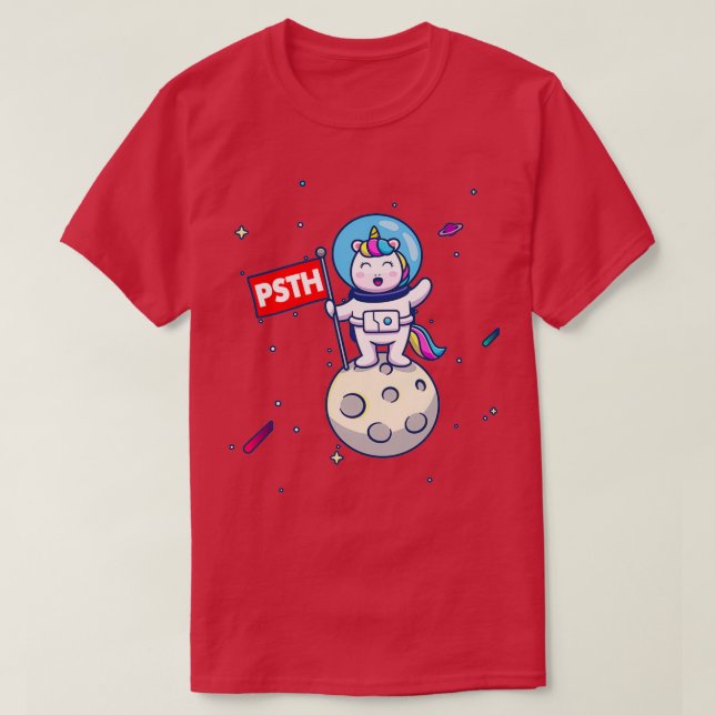 T-shirt PSTH à l'astronaute Unicorne de la Lune (Design devant)