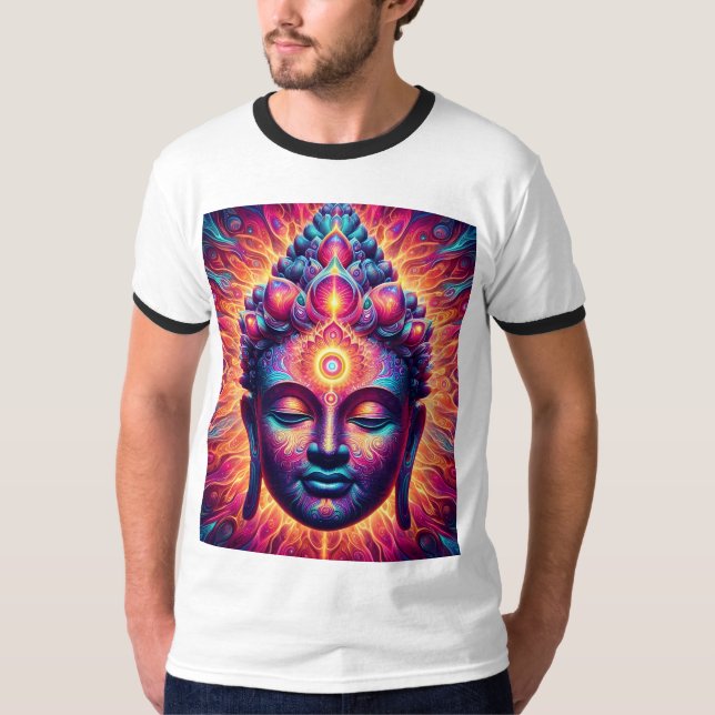 T-shirt Psychedelic Buddha Art  - Vibrant Third Eye  (Devant)
