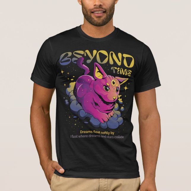 T-Shirt Psychedelic Cosmic Cat - Au-Delà Du Temps (Devant)