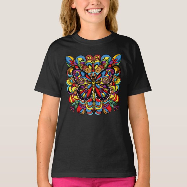 T-shirt Psychedelic Mandala Butterfly (Devant)