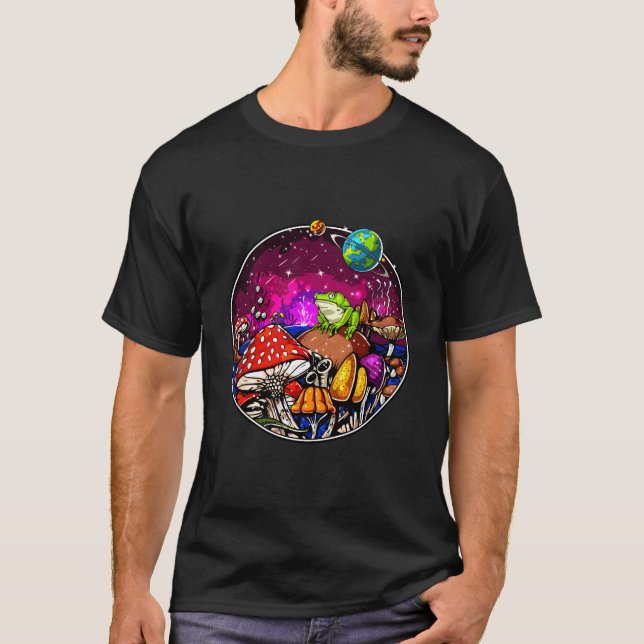 T-shirt Psychedelic Mushrooms Forest Fungi Frog Mushrooms (Devant)