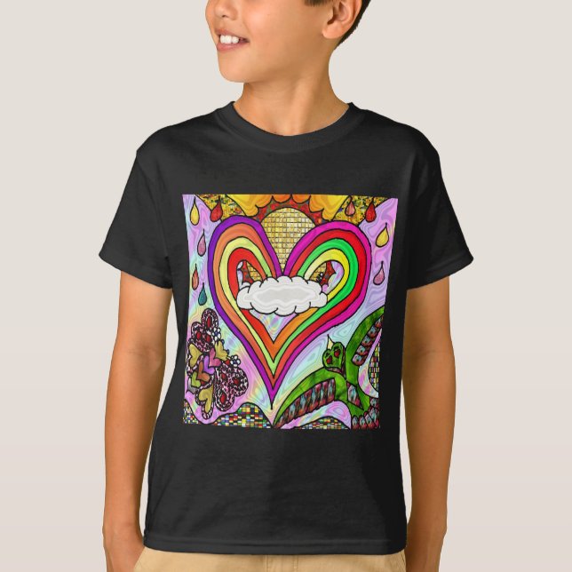 T-shirt Psychédélic Rainbow Heart (Devant)