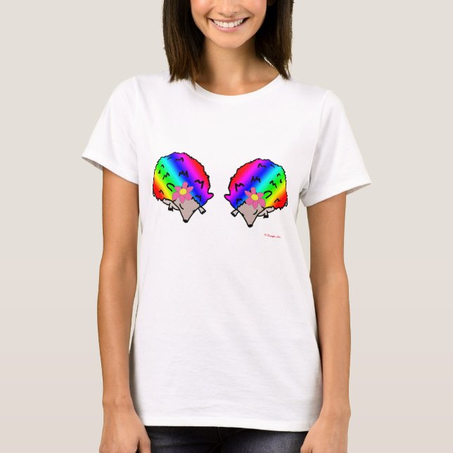 T-shirt Psychedelic Rainbow Lady Hedgehog Ladies (Devant)