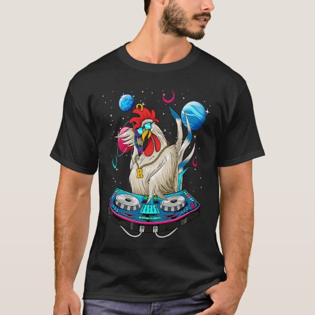 T-shirt Psychedelic Rooster DJ EDM Raver Trance Music Fest (Devant)