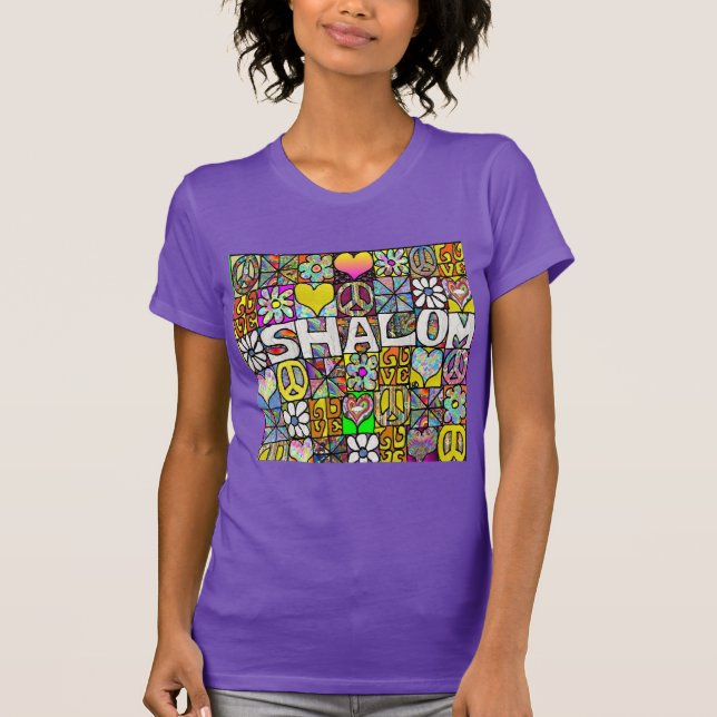 T-shirt Psychedelic Shalom LOVE des années 60 rétr (Devant)