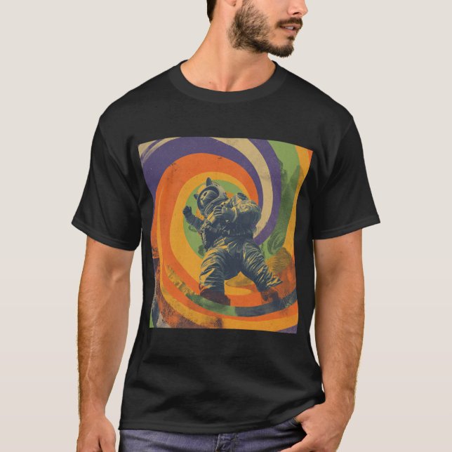 T-shirt Psychedelic Space Cat – Trippy Astronaut Poster (Devant)