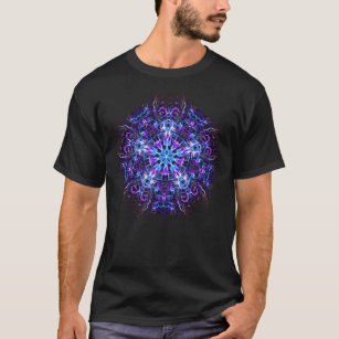 T-shirt .Psychedelic Trippy Hexagon Star Indigo Mandala - 