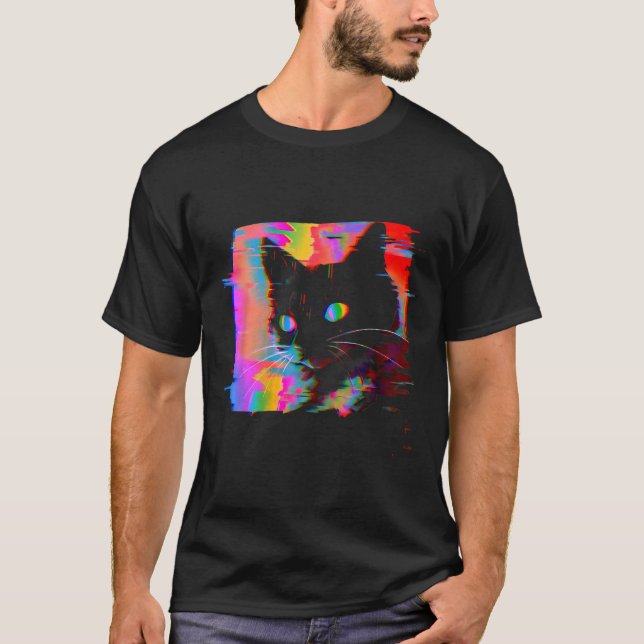 T-shirt Psychedelic Weirdcore Chat Vaporwave Voyage esthét (Devant)