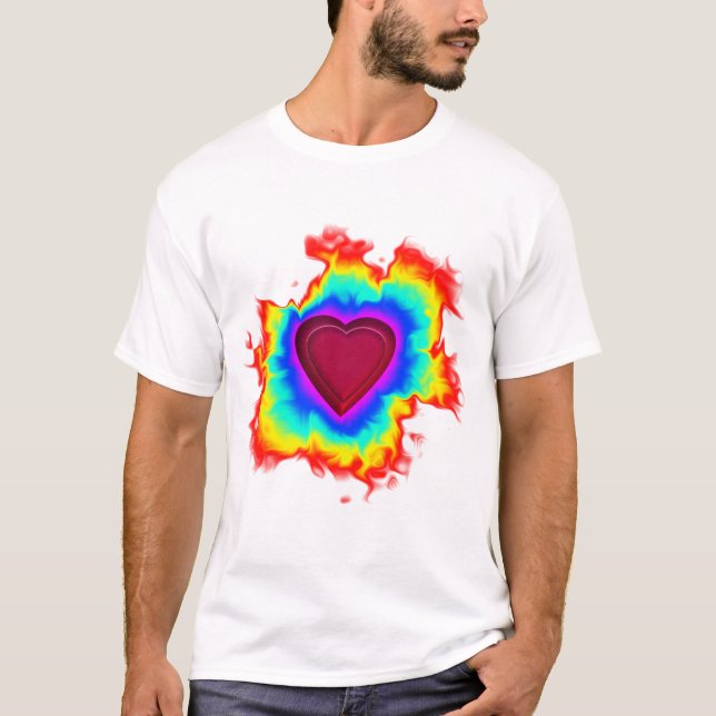 T-shirt Psychédélique Aura double coeur (Devant)