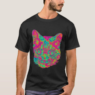 T-shirt psychédélique de chat - noir