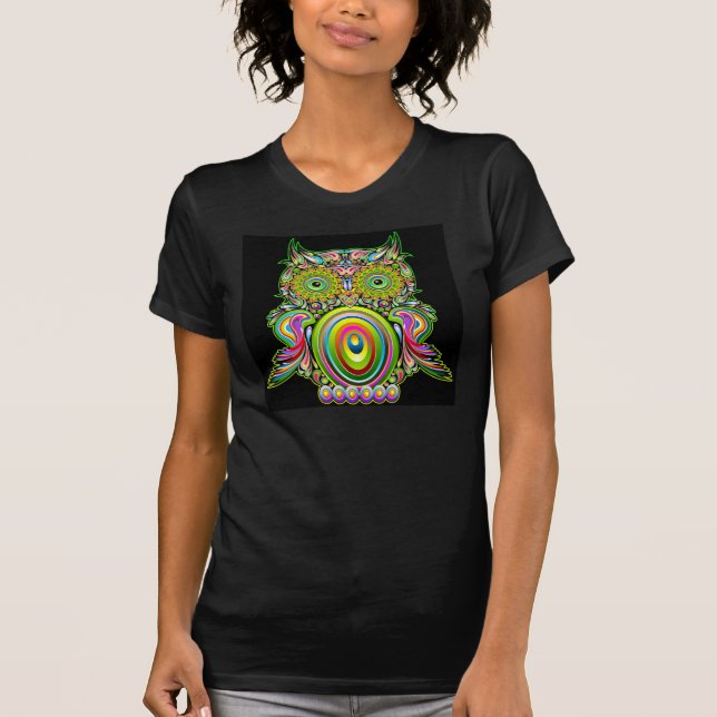 T-shirt psychédélique de Popart de hibou (Devant)