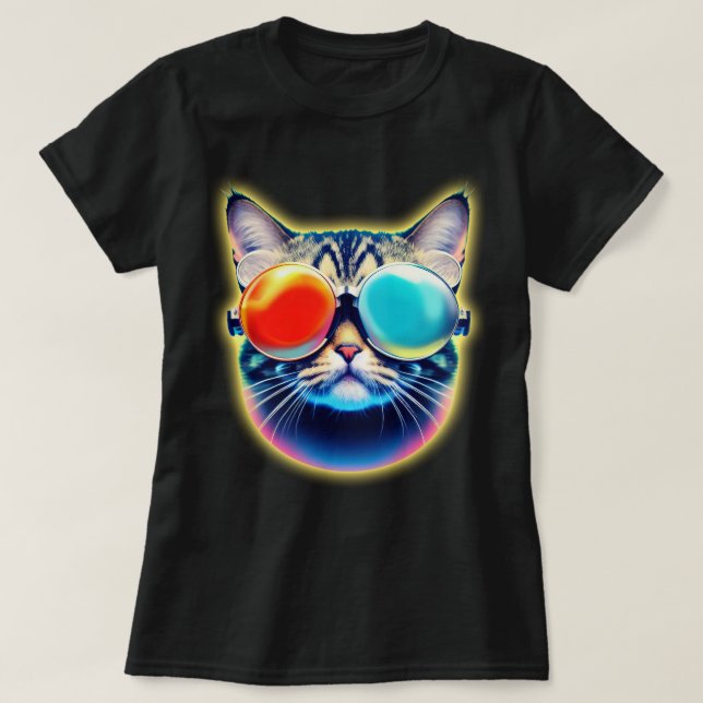 T-shirt Psychédélique folle Psychonaut Kitty Chat Logo Bla (Design devant)