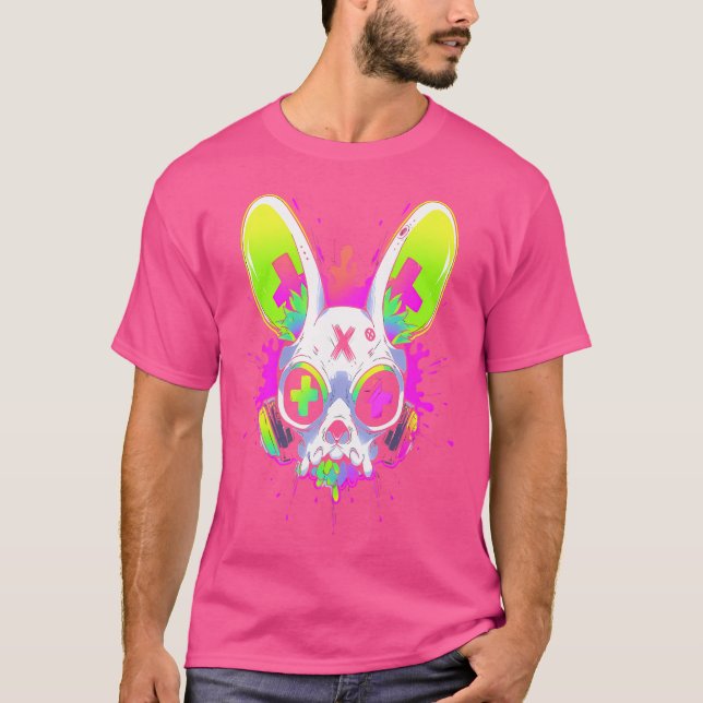 T-shirt Psychédélique Techno Rabbit Rave Edm Punk Grunge A (Devant)
