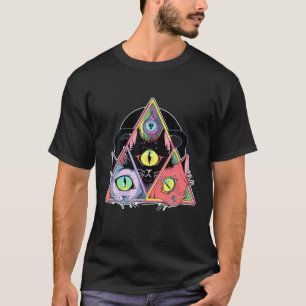 T-shirt Psychédélique Trippy Art Chat Géométrie Sacrée
