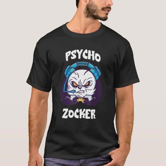T-shirt Psycho Zocker Panda Ours Consoles Jeux Vidéo G (Devant)