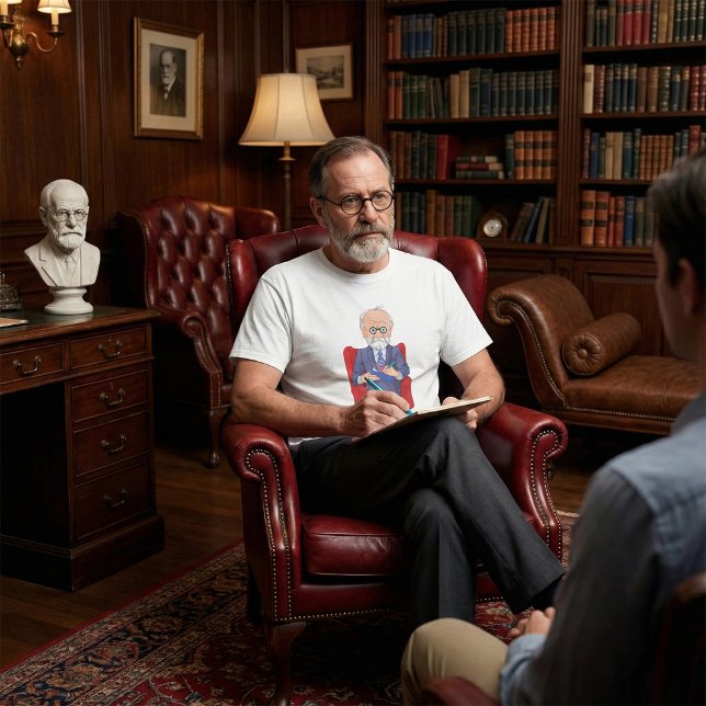 T-shirt Psychologue en costume avec Bloc-notes assis (Créateur téléchargé)