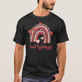 T-shirt Psychologue scolaire Boho Leopard Rainbow Psycholo