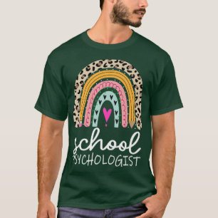 T-shirt Psychologue Scolaire Rainbow Leopard Retourner À L
