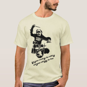 T-shirt psychomonkey de singe de tambour
