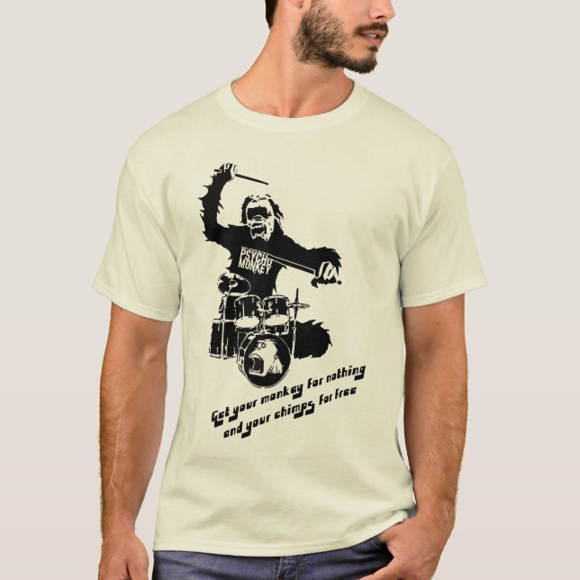 T-shirt psychomonkey de singe de tambour (Devant)