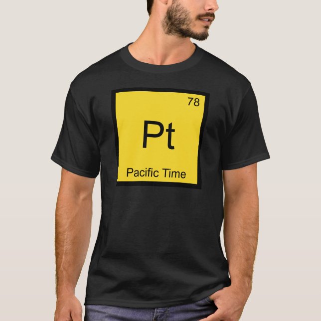 T-shirt Pt - Heure du Pacifique Symbole d'élément chimique (Devant)