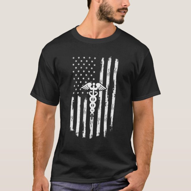 T-shirt PTA US Drapeau Physiothérapie Assistant US Drapeau (Devant)