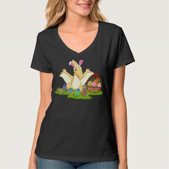 T-shirt Pterodactyle Chasse aux Oeufs de Pâques Bunny Pter (Devant)