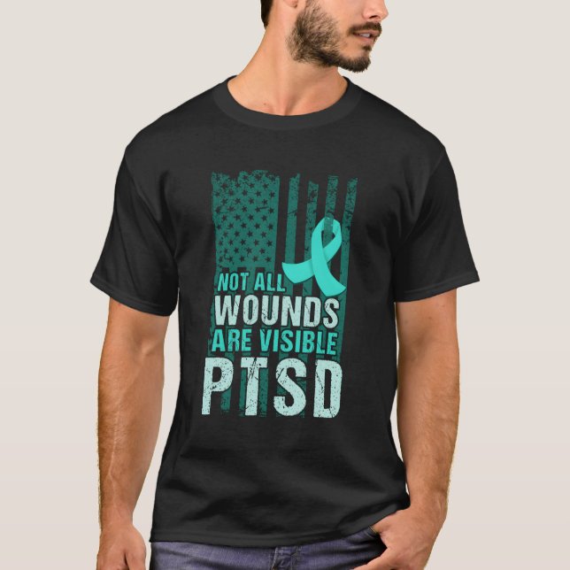 T-shirt Ptsd Sensibilisation Je Porte Un Soutien Turquoise (Devant)