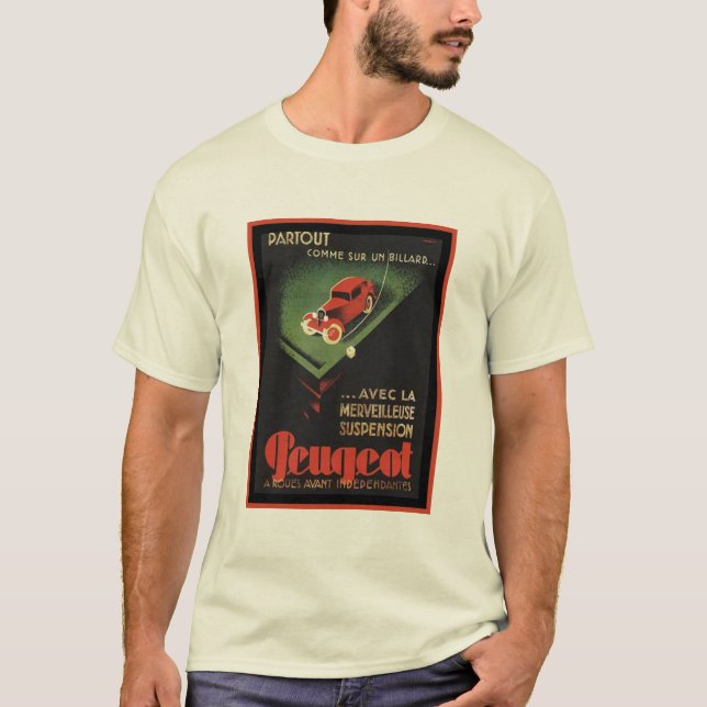 T-shirt Publicité Peugeot vintage - Partout Comme sur un b (Devant)