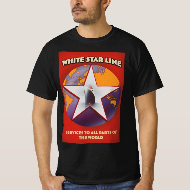 T-shirt Publicité pour le paquebot de la White Star Line. (Devant)