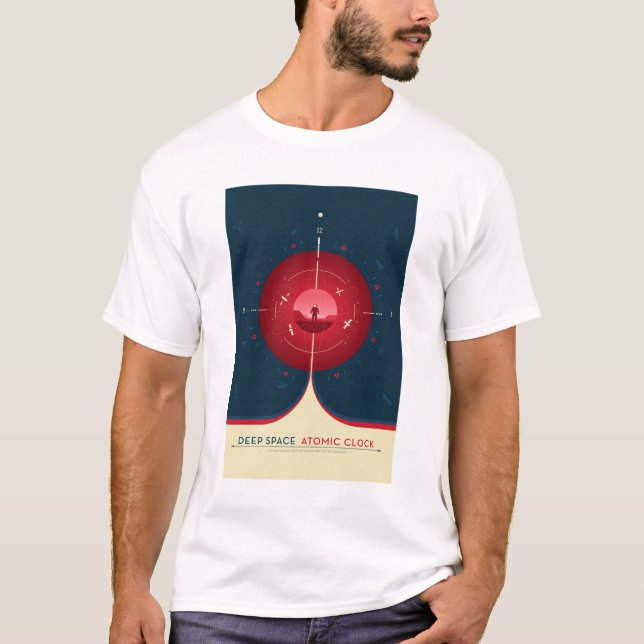 T-shirt Publicité Sci-Fi, Horloge Atomique Rouge, Espace P (Devant)