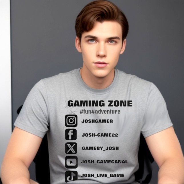 T-shirt Publicité sur les médias sociaux (Social media icons tee with your username to promote your internet content and increase engagement)