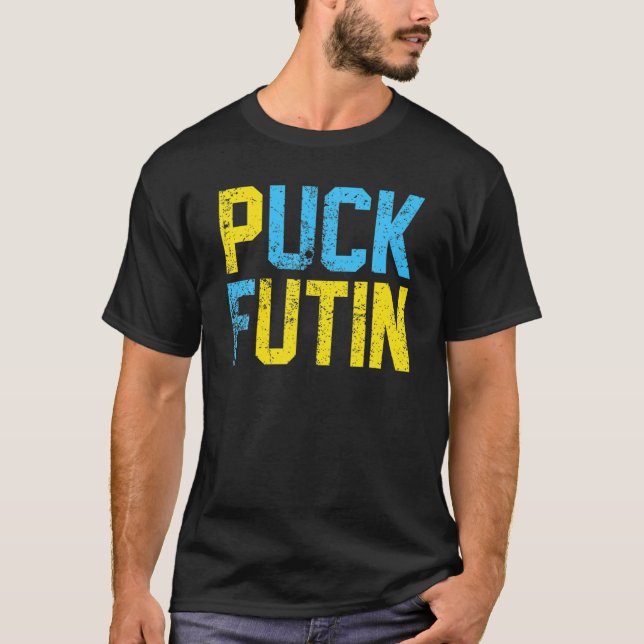 T-shirt Puck Foutine Mème Je Suis Aux Côtés De L'Ukraine A (Devant)