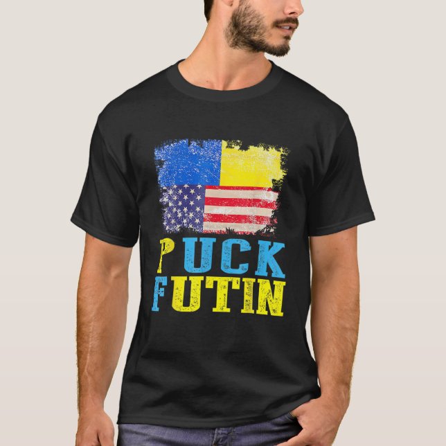 T-shirt Puck Foutine Mème Je Suis Aux Côtés De L'Ukraine A (Devant)