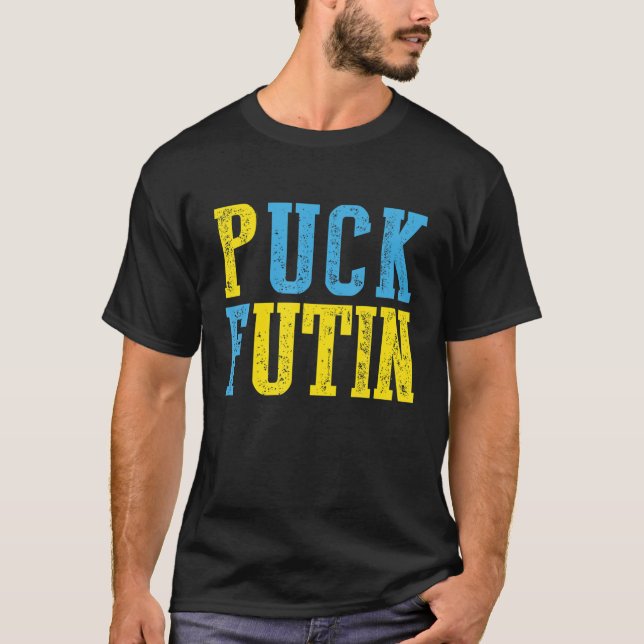 T-shirt Puck Foutine Mème Je Suis Aux Côtés De L'Ukraine A (Devant)