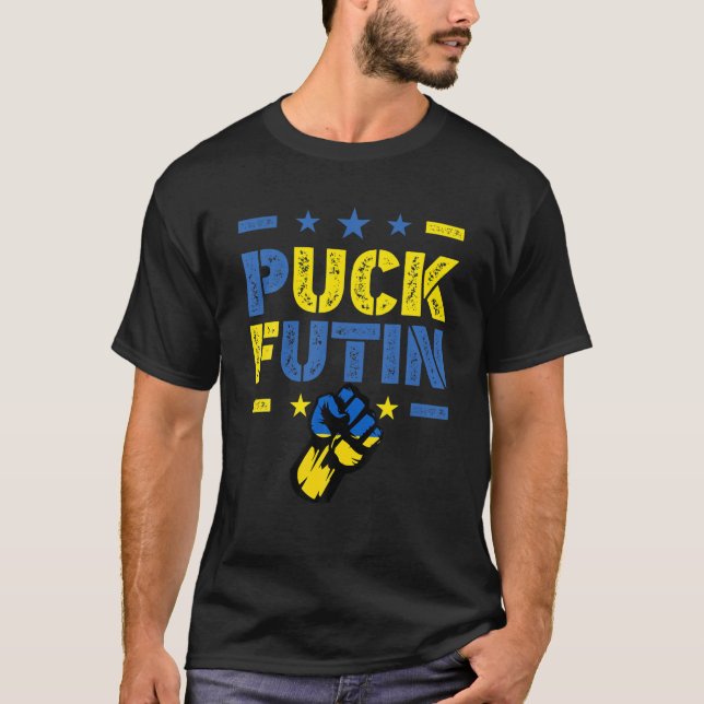 T-shirt Puck Foutine Mème Je Suis Aux Côtés De L'Ukraine A (Devant)