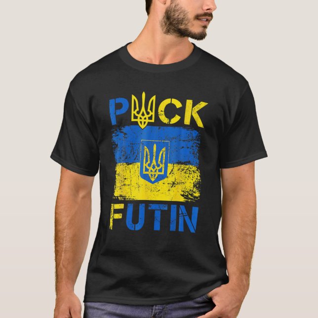 T-shirt Puck Foutine Mème Je Suis Aux Côtés De L'Ukraine A (Devant)