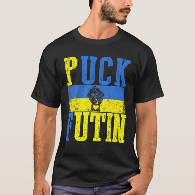 T-shirt Puck Foutine Mème Je Suis Aux Côtés De L'Ukraine A (Devant)
