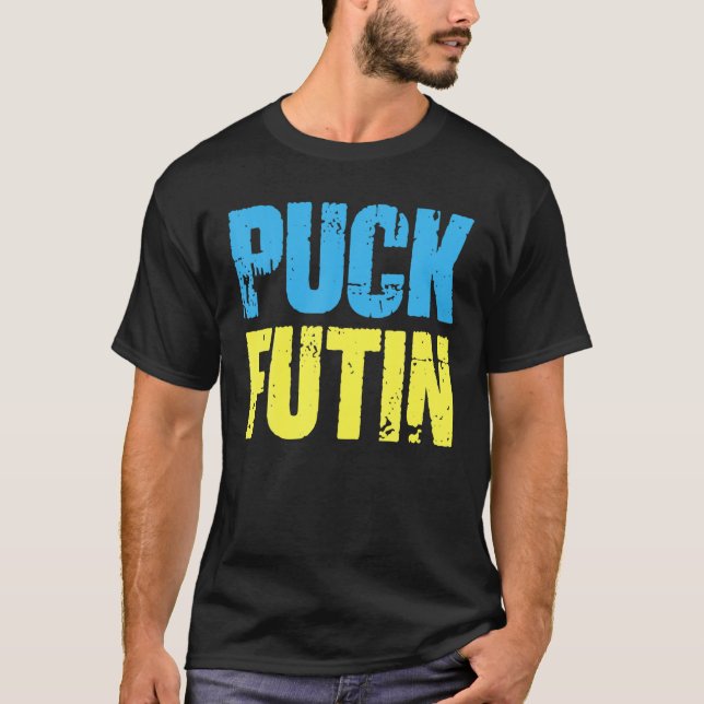 T-shirt Puck Foutine Mème Je Suis Aux Côtés De L'Ukraine A (Devant)