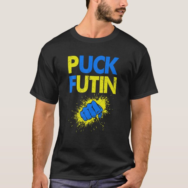T-shirt Puck Foutine Mème Je Suis Aux Côtés De L'Ukraine A (Devant)