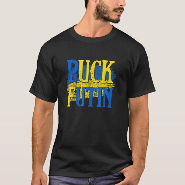 T-shirt Puck Foutine Mème Je Suis Aux Côtés De L'Ukraine A (Devant)
